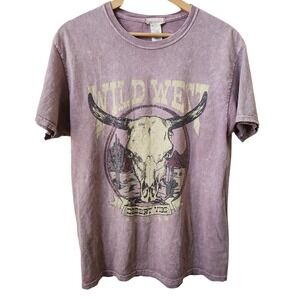 ALTR'D STATE Wild West Desert Distressed‎ Skull Graphic T Shirt Purple XS S